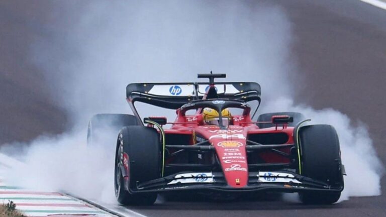 Hamilton sufrió un accidente en las pruebas privadas con Ferrari en Barcelona