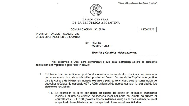 Salida del cepo: la polémica del tope de u$s100 que requirió respuesta oficial en redes