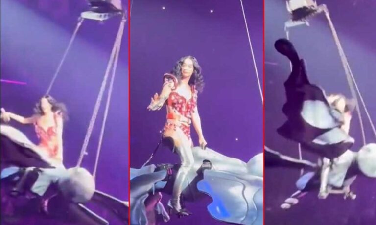 Impactante video: Katy Perry se accidentó en pleno show y se salvó de milagro de una tragedia