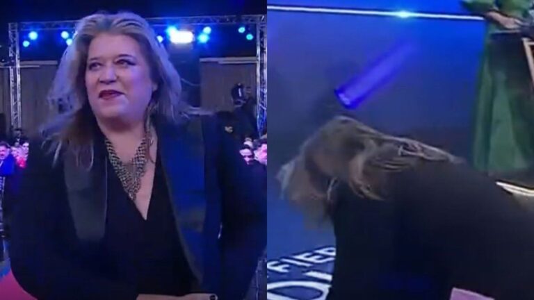 Video: la humorista que se cayó al buscar su premio en los Martín Fierro de Radio