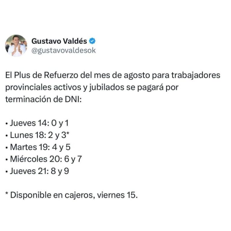 Plus de Refuerzo del mes de agosto: el cronograma inicia el jueves
