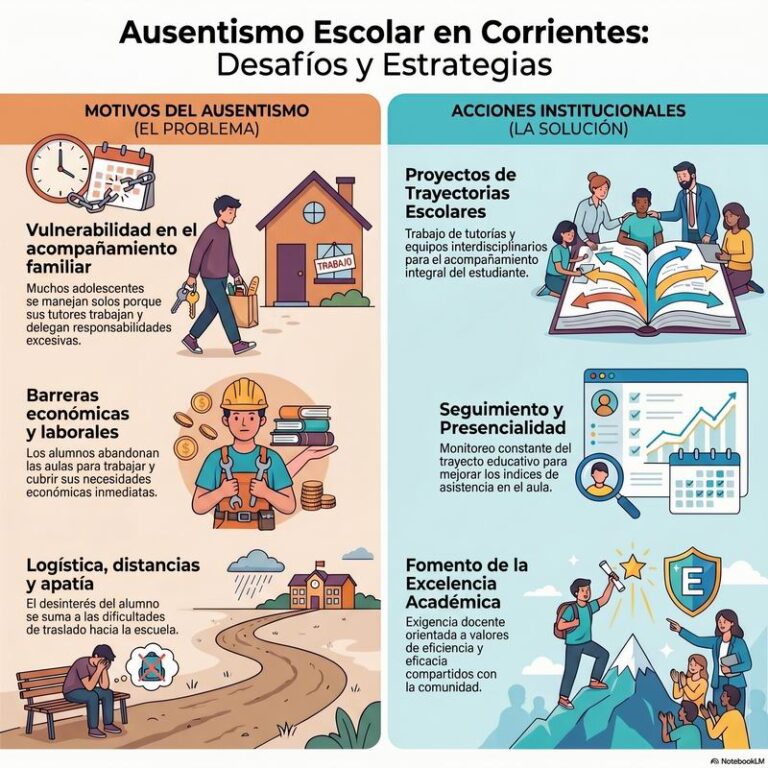 Docente en un aula de Corrientes analizando la asistencia escolar