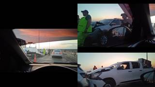 Vista del puente General Manuel Belgrano con tráfico denso, uniendo Corrientes y Resistencia.