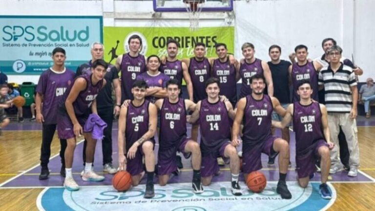 Ilustración del partido de básquet entre Colón y Juventus en la ABCC