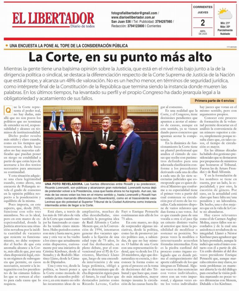 Portadas de tapa y contratapa del Diario El Libertador de Corrientes, edición del 2 de abril de 2026