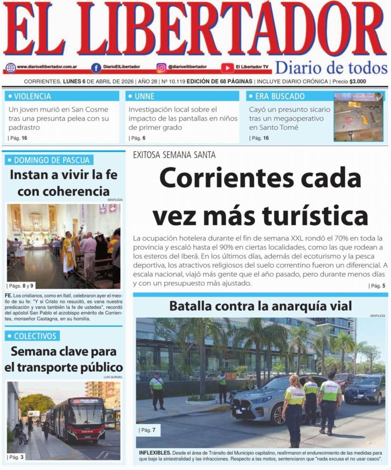 Logo o portada del Diario El Libertador de Corrientes, edición del 6 de abril de 2026