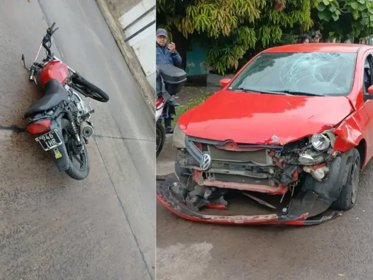 Choque entre automóvil y motocicleta en avenida Independencia y Juan José Paso, Corrientes