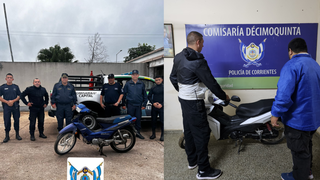 Ilustración de una motocicleta y un escudo policial, representando la recuperación de vehículos.