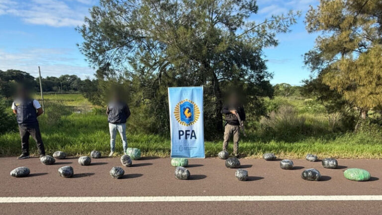 Operativo policial de la Policía Federal en la Ruta Nacional 12, Corrientes, donde se secuestraron paquetes de marihuana.