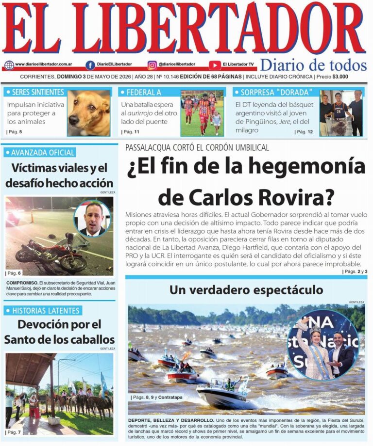 Portada del diario digital del 3 de mayo de 2026