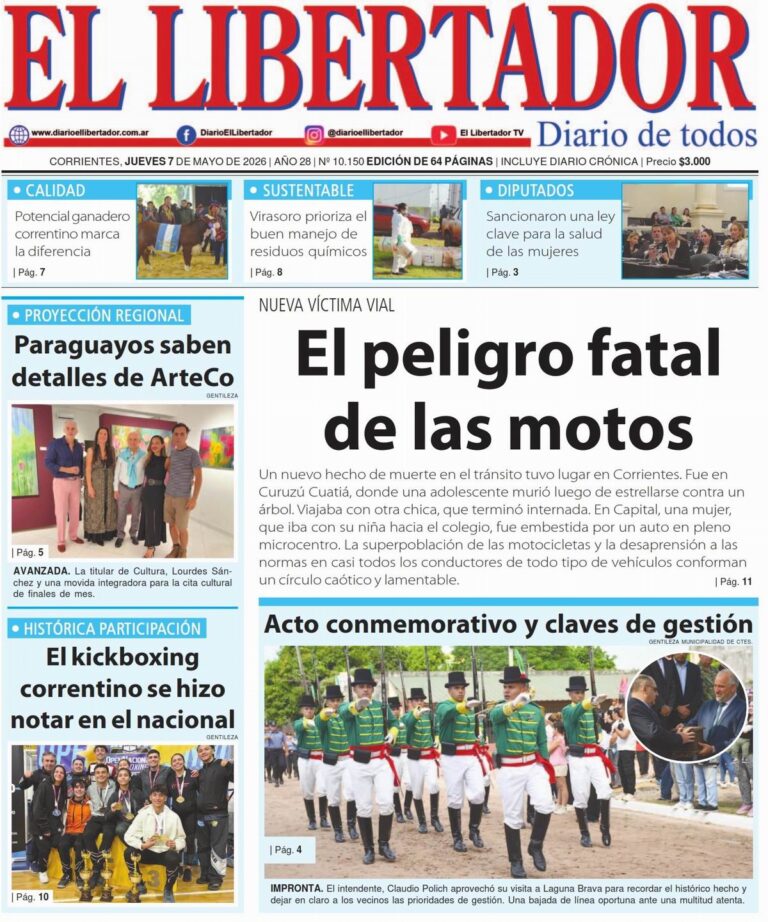 Portada del diario digital El Libertador del 7 de mayo de 2026