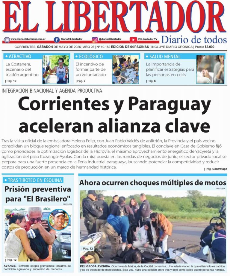 Portada del diario digital del 9 de mayo de 2026 en Corrientes