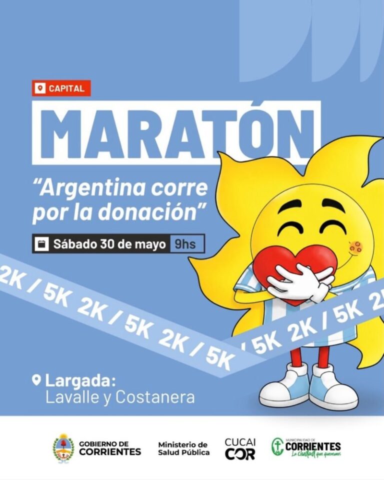 Personas corriendo en la maratón Argentina corre por la donación en Corrientes