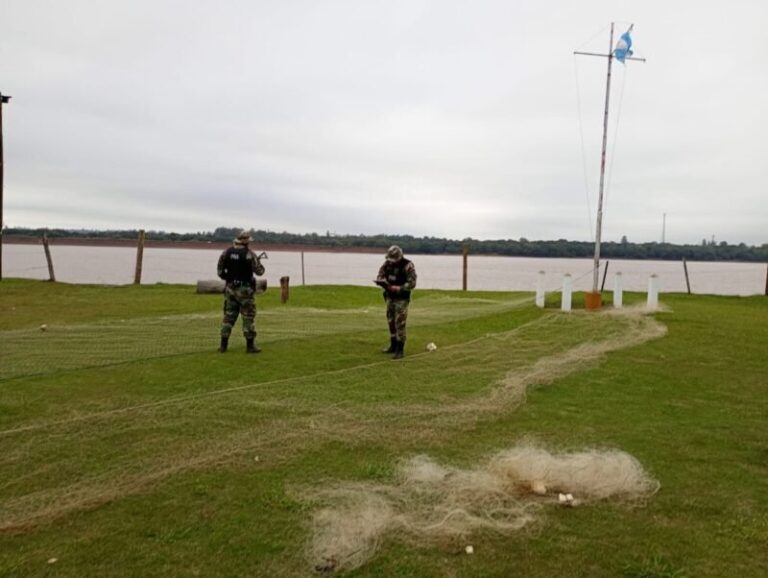 Personal de Prefectura Naval durante operativo en el río Uruguay