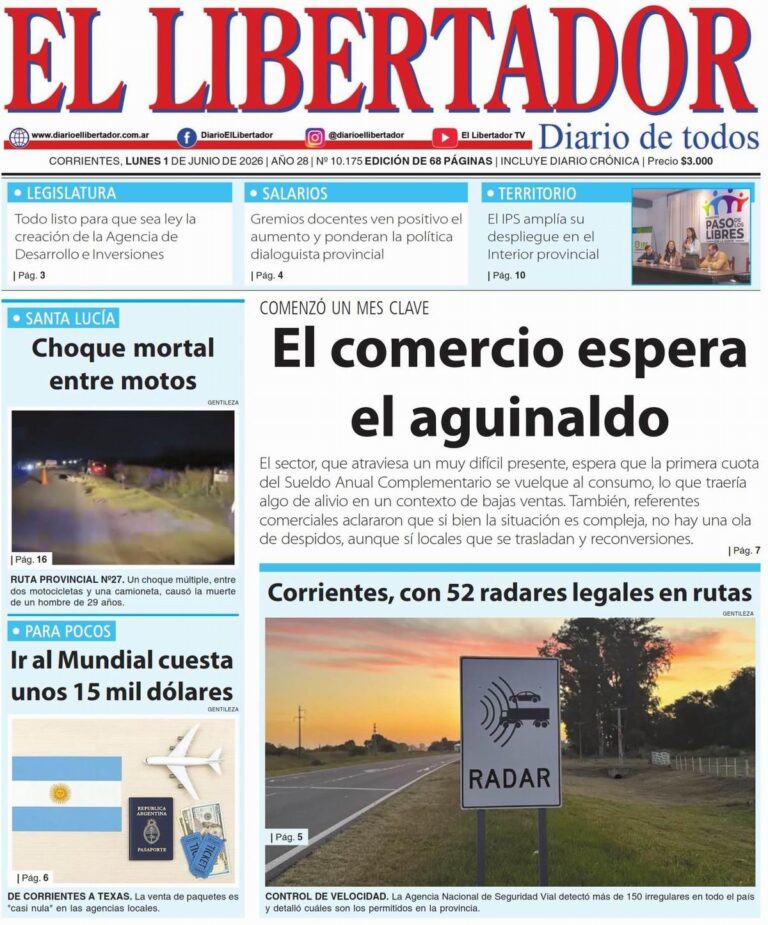 Resumen informativo del 1 de junio de 2026 en Corrientes