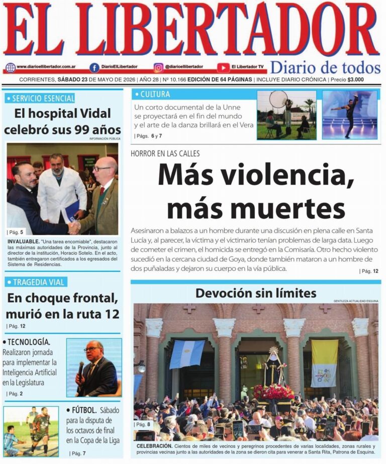 Portada del resumen de noticias del 23 de mayo de 2026 en Corrientes