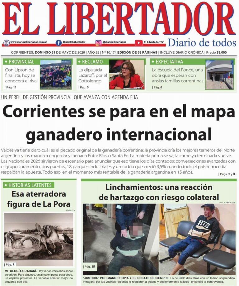 Tapa y contratapa del diario del 31 de mayo de 2026
