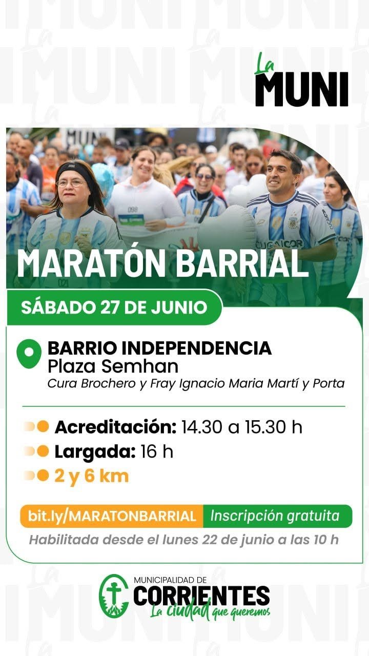 Maratón Barrial en la Plaza Semhan del barrio Independencia, Corrientes