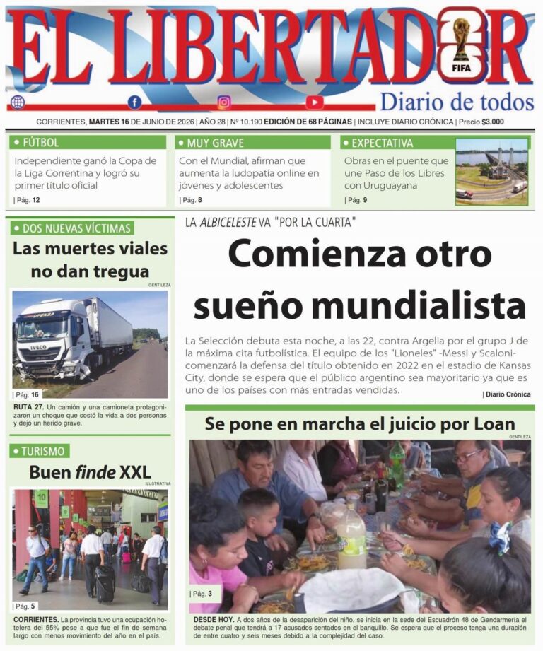 Portada y contratapa del 16 de junio de 2026 de Correntinos En Red