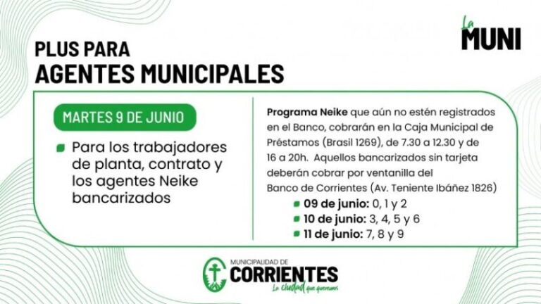 Pago del plus municipal en Corrientes