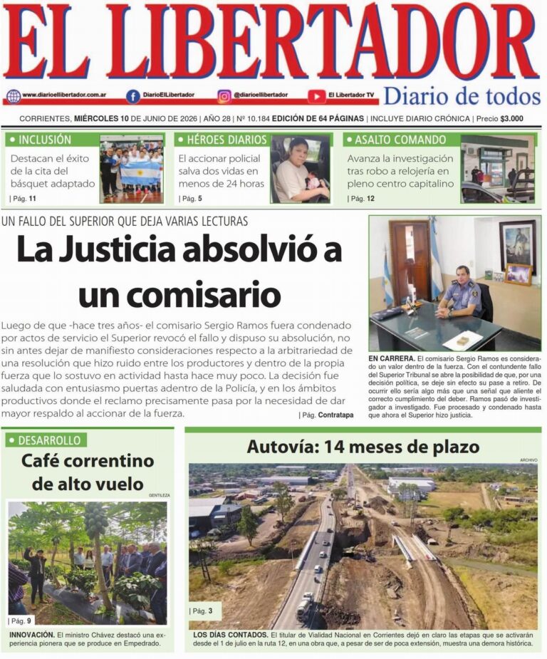 Tapa y contratapa del diario del 10 de junio de 2026