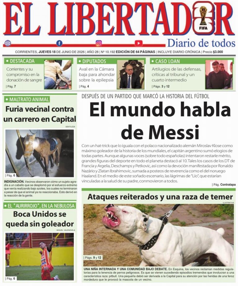 Portadas de diarios de Corrientes del 18 de junio de 2026