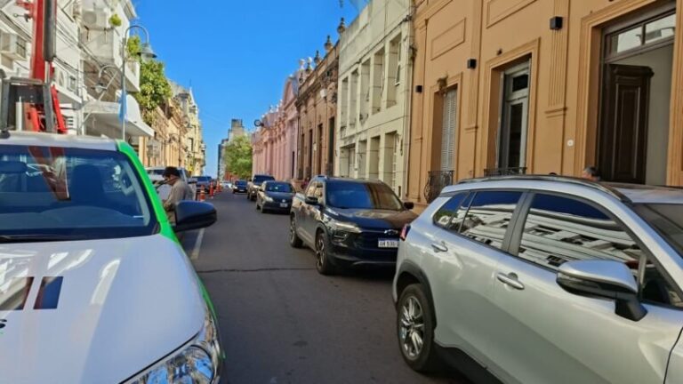 Trabajos de ordenamiento de cableado aéreo en el centro de Corrientes