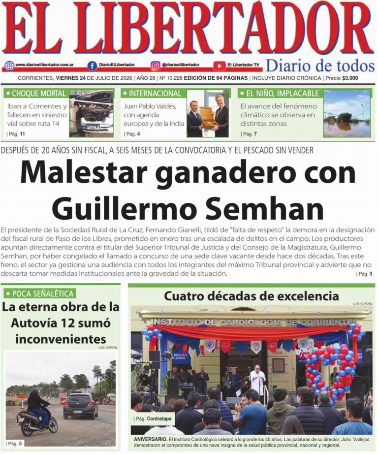 Resumen informativo del 24 de julio de 2026 en Corrientes