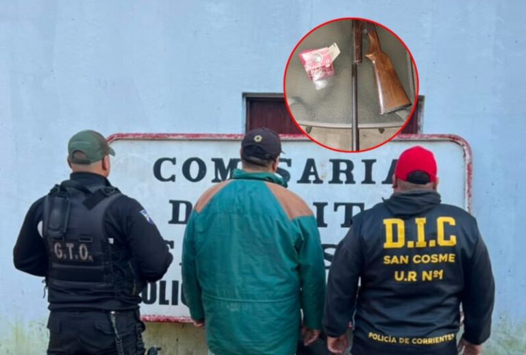 Policía durante allanamiento en San Cosme