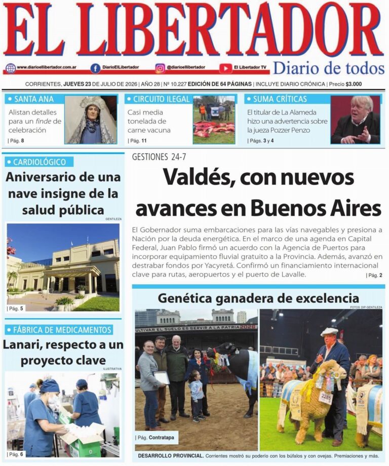 Tapa y contratapa del diario del 23 de julio de 2026
