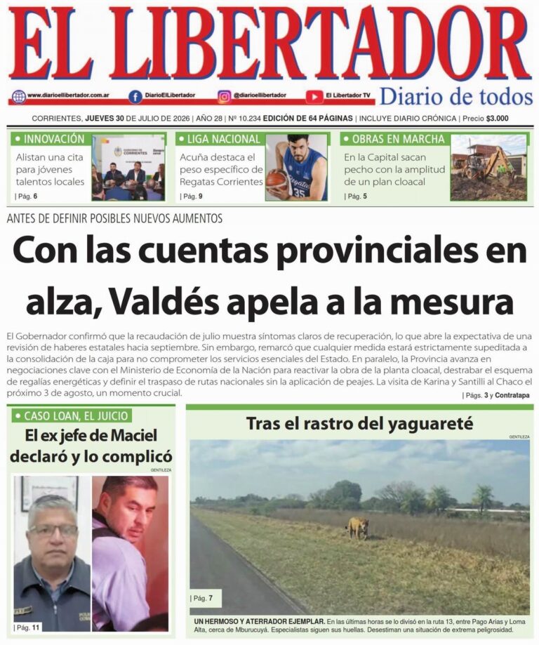 Tapa y contratapa del diario del 30 de julio de 2026