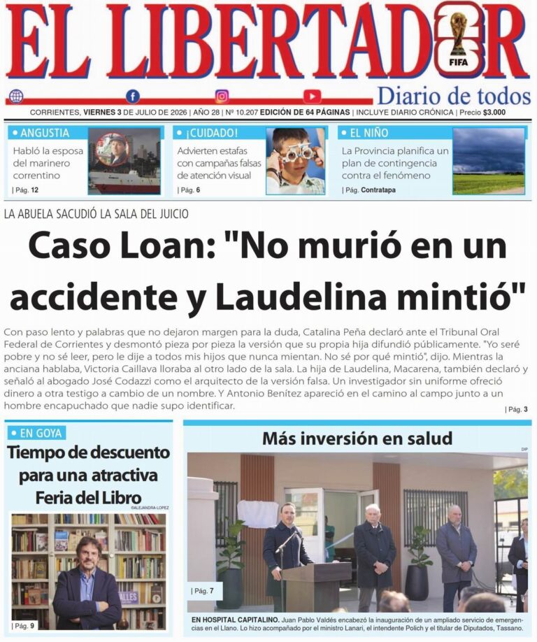 Tapa y contratapa del diario del 3 de julio de 2026