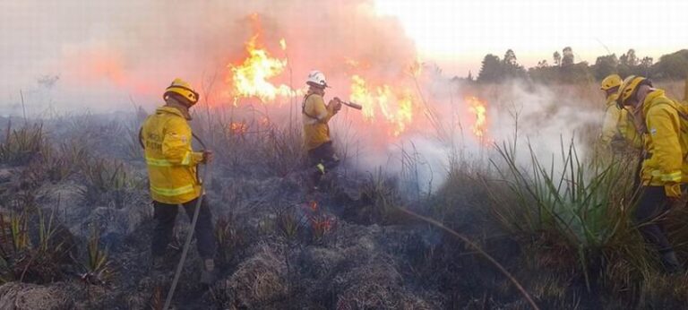 Operativo de emergencia contra incendios en zona rural de Santo Tomé