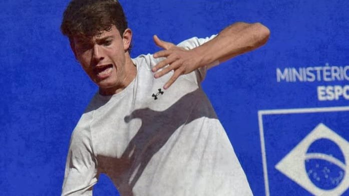 Carlos María Zárate durante su partido en el ITF M25 de San Pablo