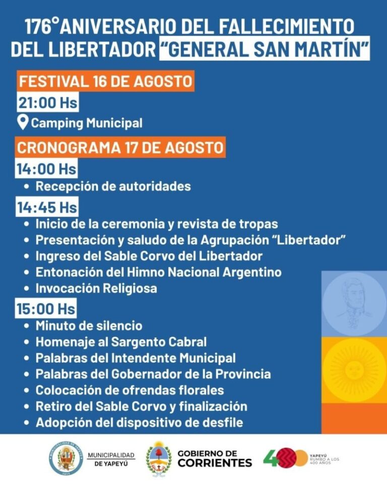 Acto conmemorativo por el aniversario del fallecimiento del General San Martín en Yapeyú, Corrientes