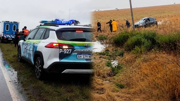 Vehículo Volkswagen Suran volcado en la Ruta Nacional N° 123