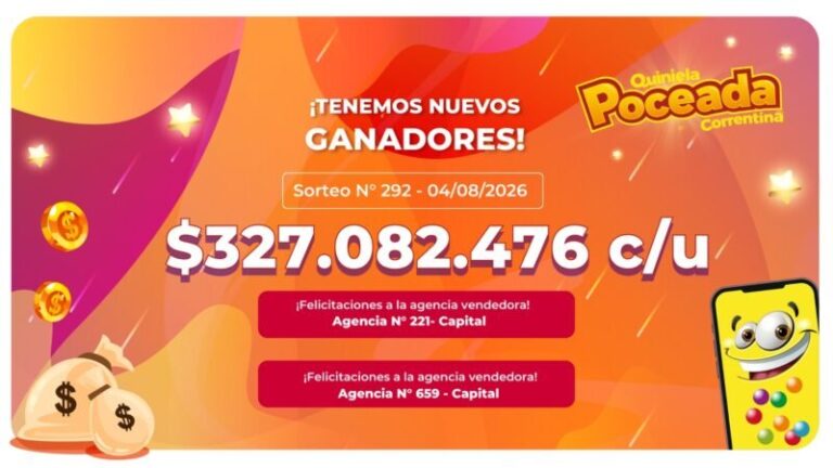 Boletos de la Quiniela Poceada Correntina con los números ganadores