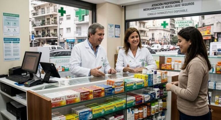 Farmacéutico en una farmacia de Corrientes