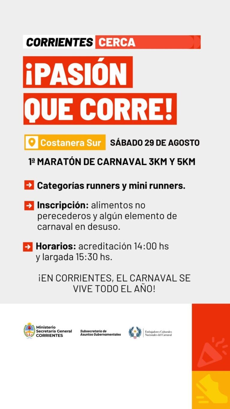Maratón de Carnaval en la Costanera de Corrientes