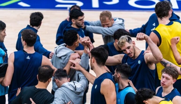 Selección Argentina de básquet en entrenamiento