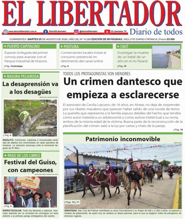 Tapa y contratapa de la edición del 25 de agosto de 2026