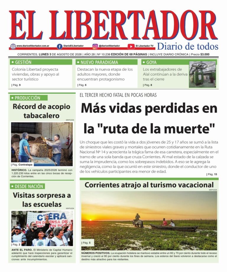 Portada y contratapa de la edición del 3 de agosto de 2026