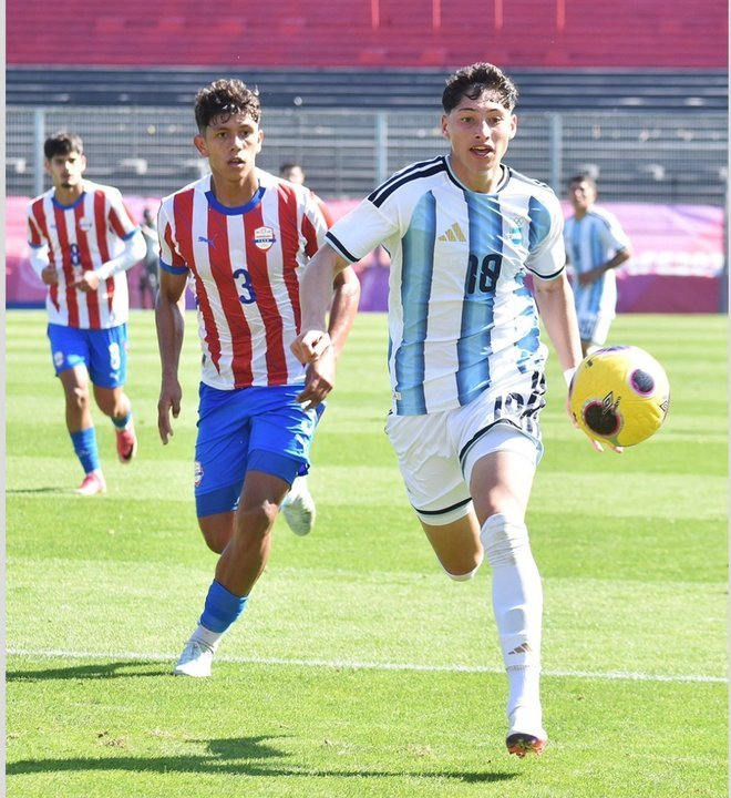Selección argentina sub-19 durante la final de fútbol de los Juegos Suramericanos