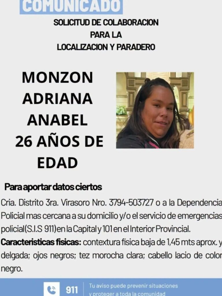 Adriana Anabel Monzón, mujer de 26 años desaparecida tras viajar de Gobernador Virasoro a Posadas