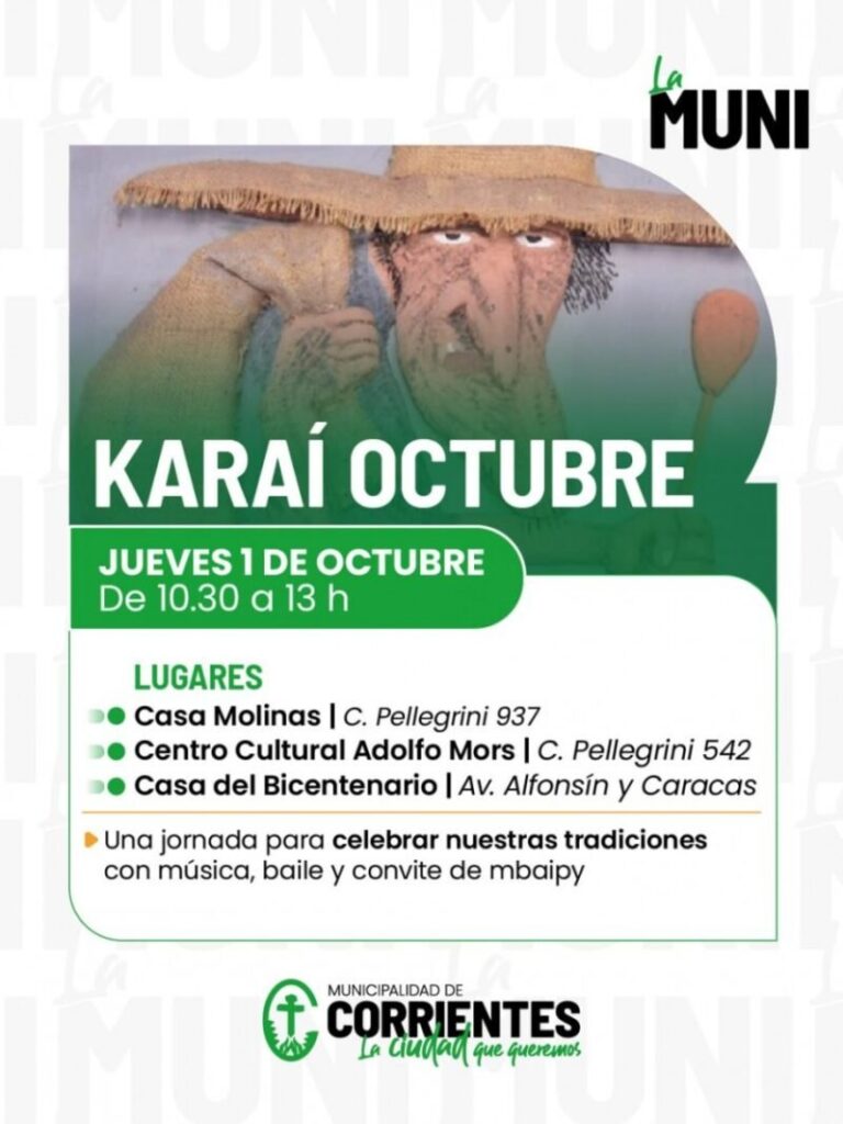 Celebración del Karaí Octubre en Corrientes con degustación de comidas típicas y ballet folklórico