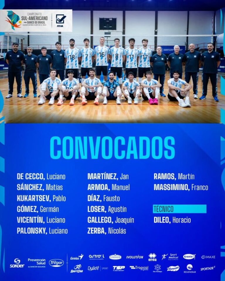 Germán Gómez, jugador correntino de vóley, durante un partido con la Selección Argentina