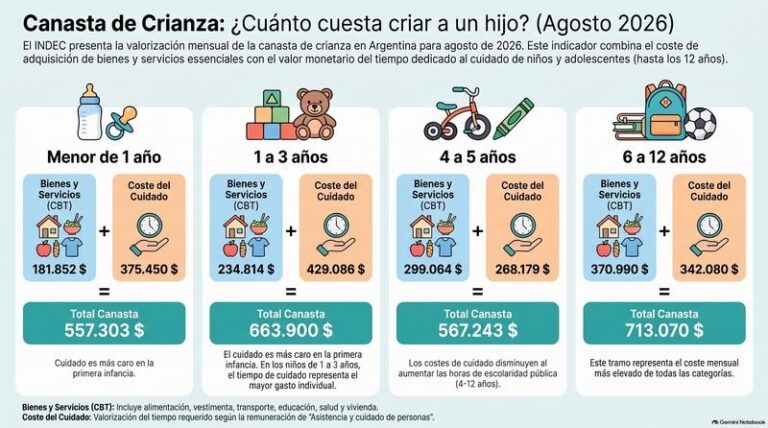 Informe del Indec sobre la Canasta de Crianza de agosto de 2026