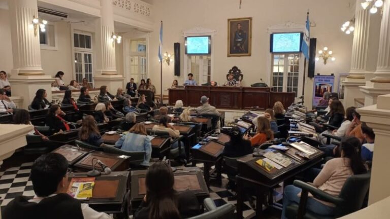 Vista del recinto de sesiones del Palacio Legislativo durante la 'Semana de Virasoro en el Senado'