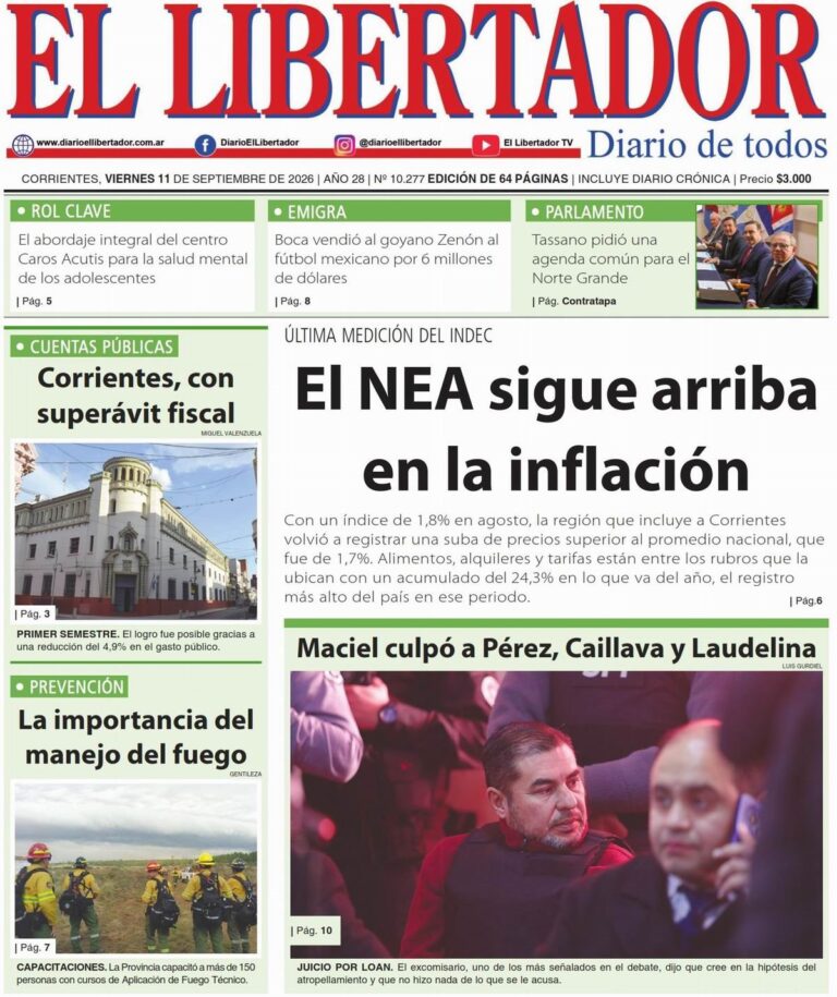 Portadas de diarios de Corrientes del 11 de septiembre de 2026