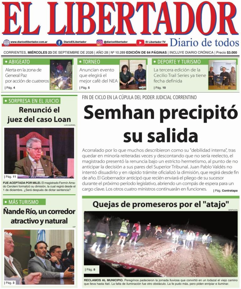 Portadas de diarios de Corrientes del 23 de septiembre de 2026